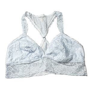 Aerie American Eagle Blue Lace T-Strap V-Neck Plunge Bralette Size Medium